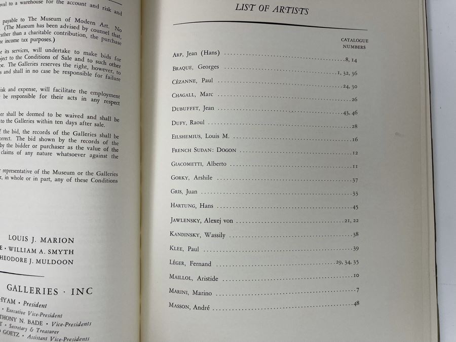 Original 1960 Parke-Bernet Galleries Auction Catalog Of Fifty Modern Paintings And Sculptures Benefiting The Museum Of Modern Art New York With Auction Prices Picasso, Henry Moore, Joan Miro, Wassily Kandinsky [Photo 6]