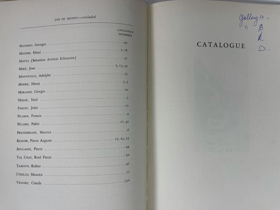 Original 1960 Parke-Bernet Galleries Auction Catalog Of Fifty Modern Paintings And Sculptures Benefiting The Museum Of Modern Art New York With Auction Prices Picasso, Henry Moore, Joan Miro, Wassily Kandinsky [Photo 7]