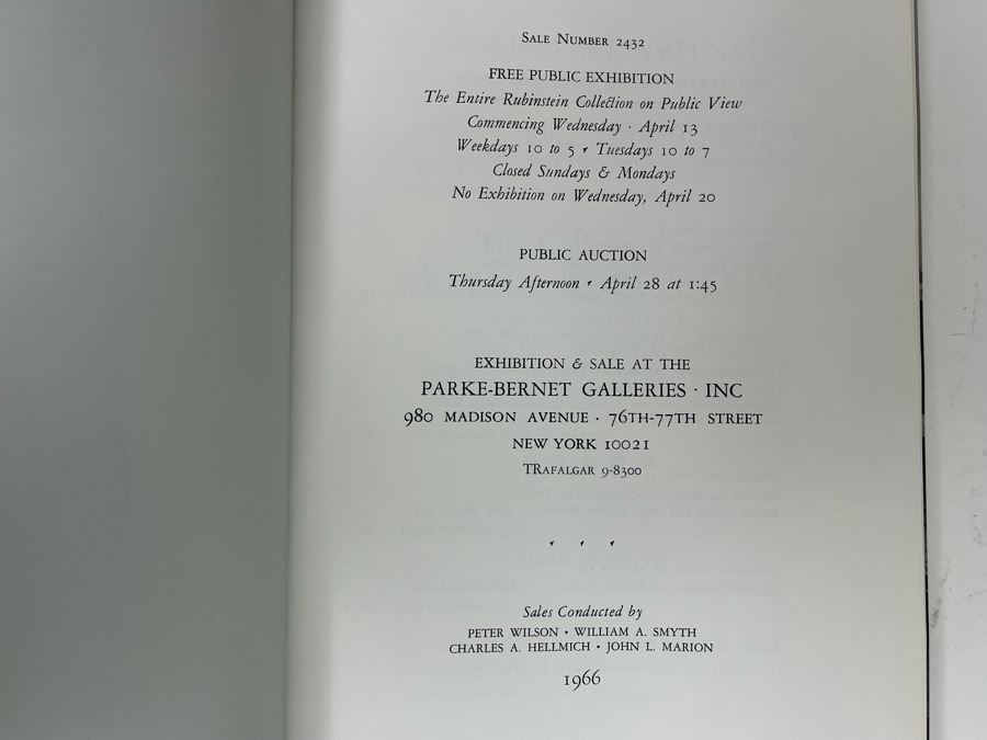 Original 1966 Parke-Bernet Galleries Auction Catalog For The Helena Rubinstein Collection Modern Drawings And Prints [Photo 3]