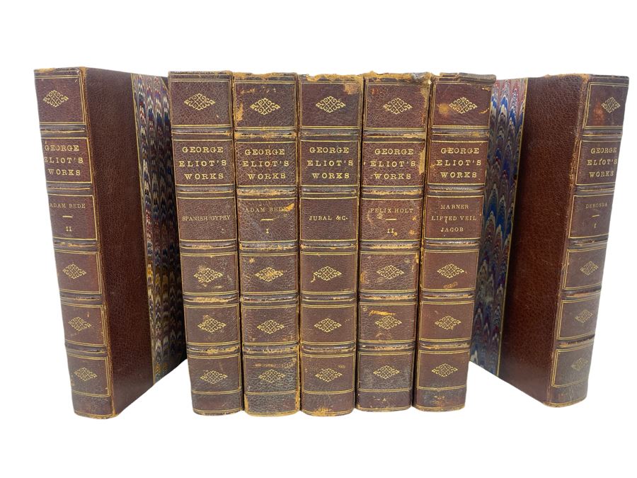 Set Of Seven Antique Books Of The Works Of George Eliot Cabinet Edition