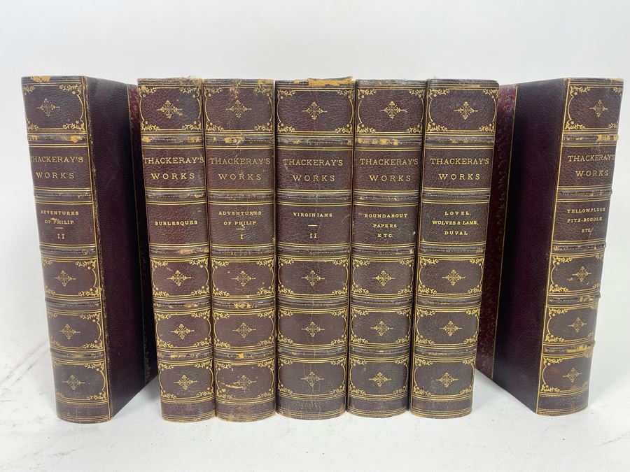 Set Of Seven Antique 1885 Books Of Thackeray's Works [Photo 2]
