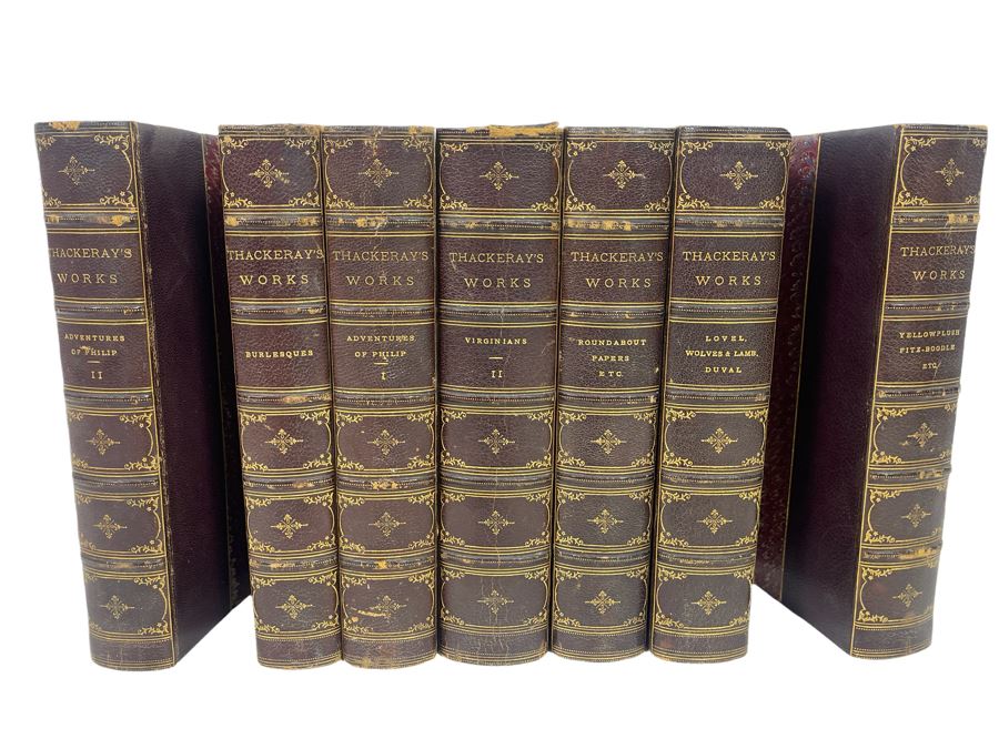 Set Of Seven Antique 1885 Books Of Thackeray's Works