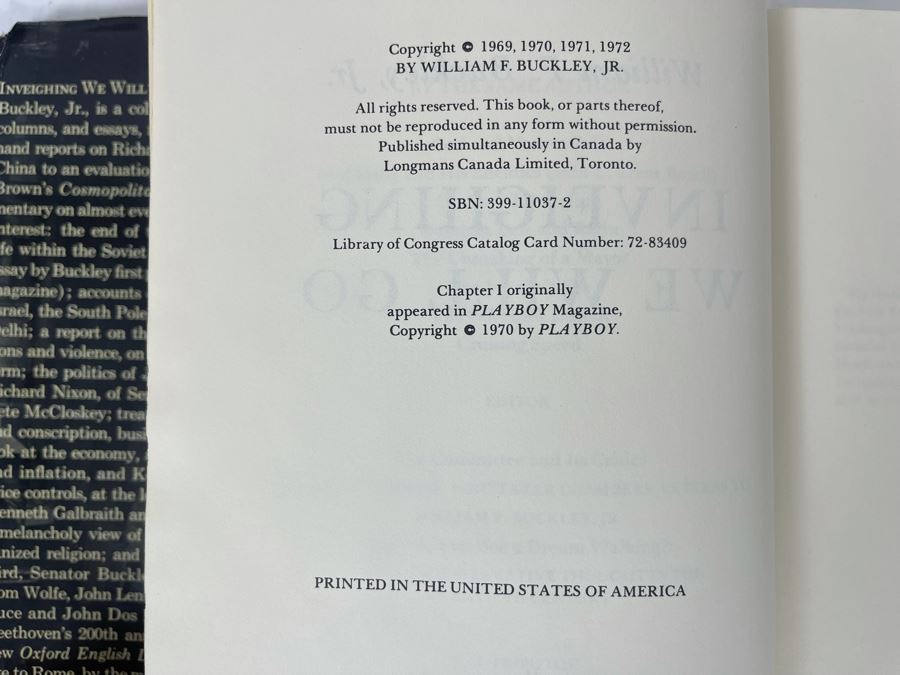 Signed William F. Buckley, Jr Hardcover Book Inveighing We Will Go [Photo 5]