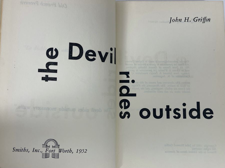 Signed Second Printing Hardcover Book By John H. Griffin The Devil Rides Outside [Photo 6]