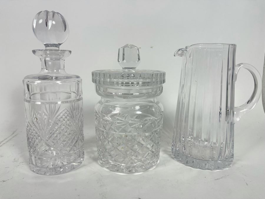 Waterford Crystal Biscuit Barrel Jar (Center), Crystal Pitcher And Crystal Decanter [Photo 2]
