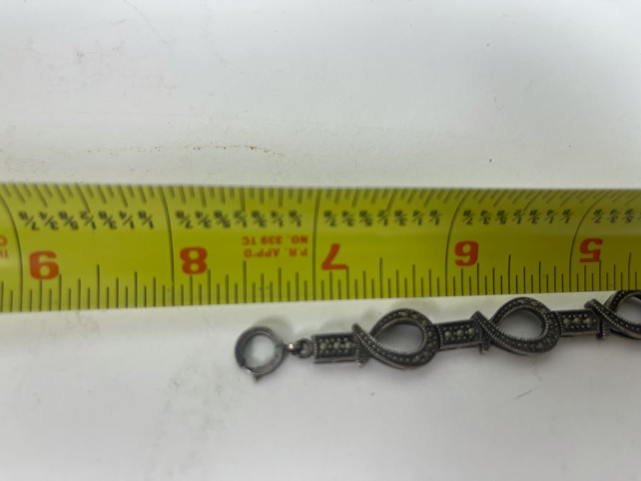 Vintage Sterling Silver Marcasite Bracelet 7.5L [Photo 5]