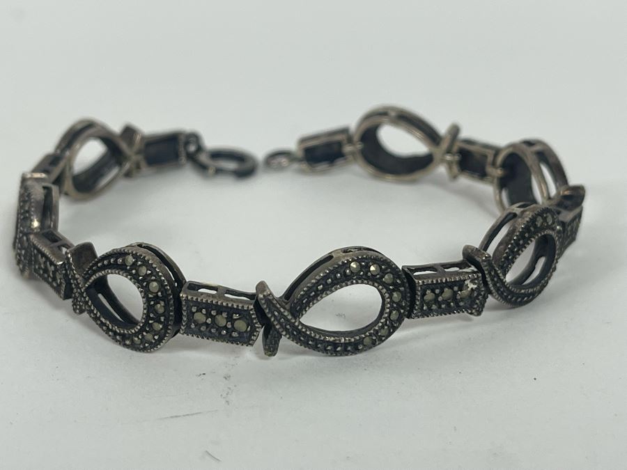 Vintage Sterling Silver Marcasite Bracelet 7.5L [Photo 3]