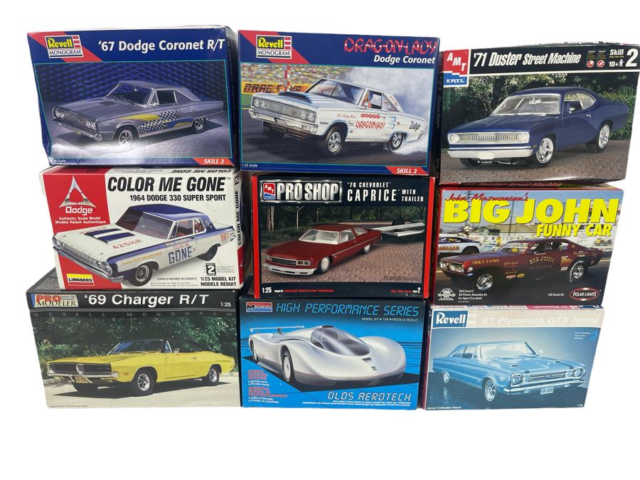 Nine Vintage Model Car Kits