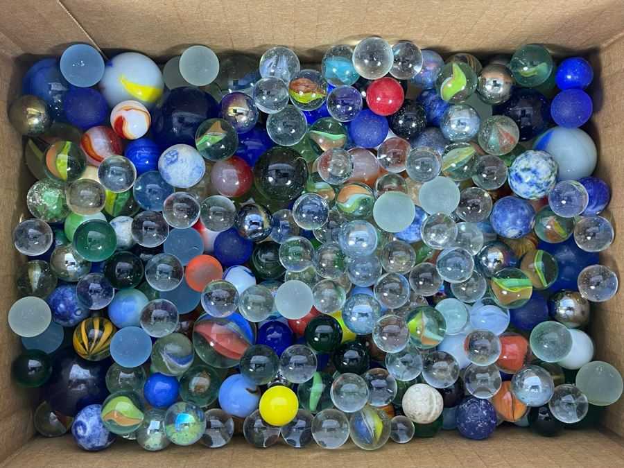 Box Full Of Vintage Glass Marbles [Photo 1]