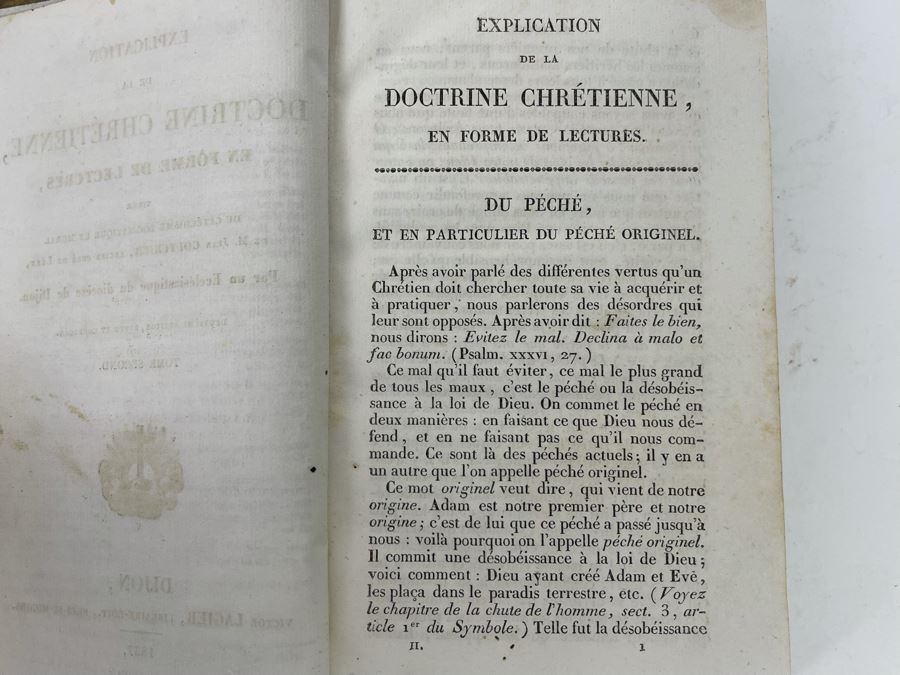 Antique 1837 French Hardcover Book Explanation From The Christian Doctrine By Mr. Jean Couturier [Photo 7]