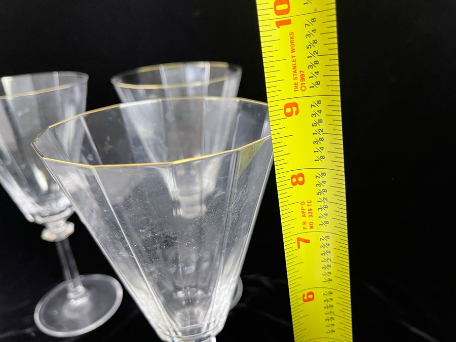 Six Mikasa Crystal Gold Rim Stemware Glasses South Hampton Gold 8.5H [Photo 8]