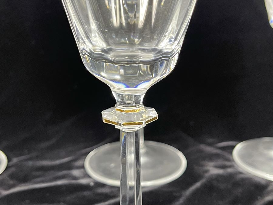 Six Mikasa Crystal Gold Rim Stemware Glasses South Hampton Gold 8.5H