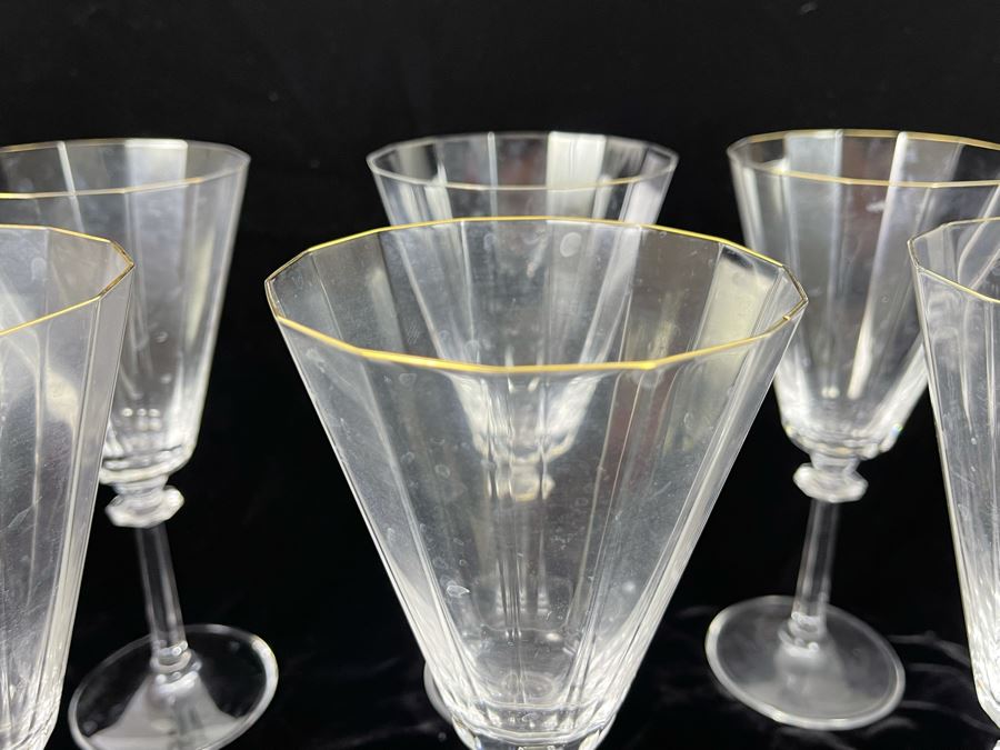 Six Mikasa Crystal Gold Rim Stemware Glasses South Hampton Gold 8.5H [Photo 4]