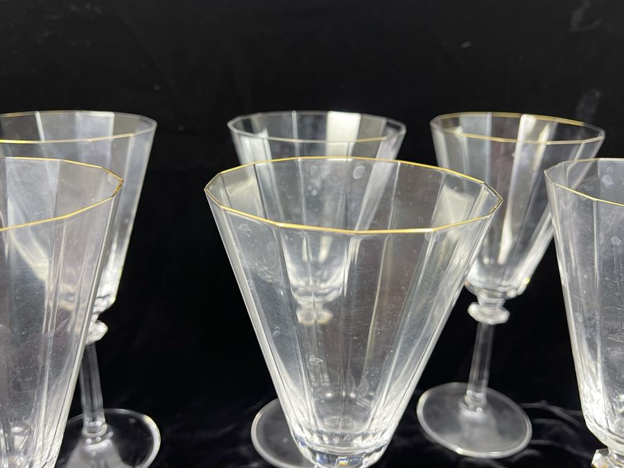Six Mikasa Crystal Gold Rim Stemware Glasses South Hampton Gold 8.5H [Photo 5]