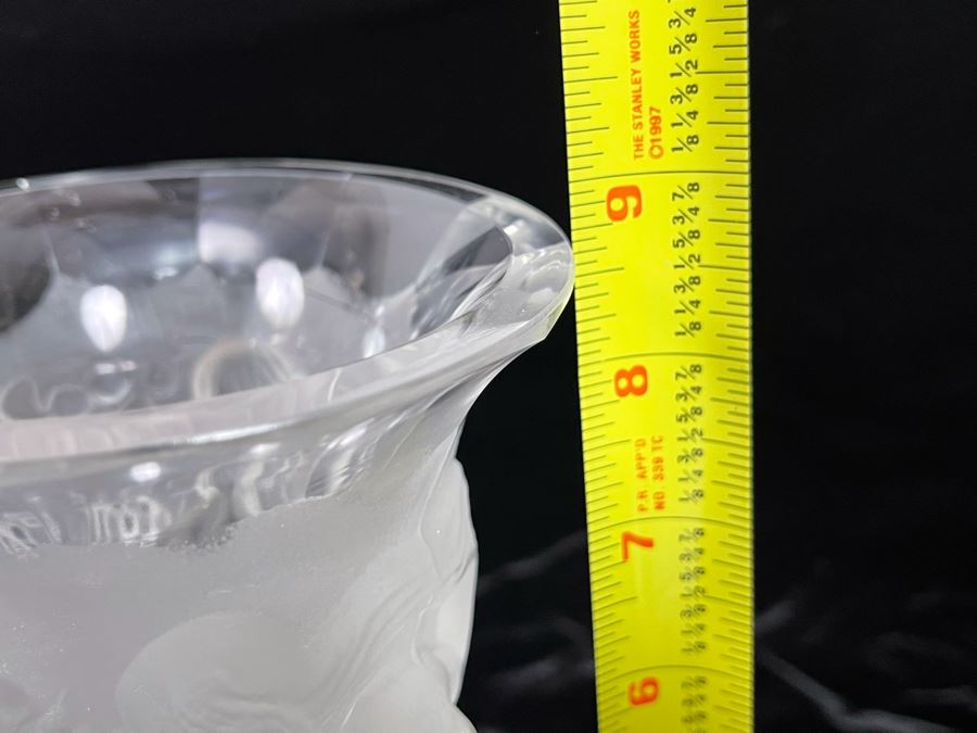 Czech Art Deco Frosted Crystal Relief Vase In Lalique Style Depicting Nude Figures, Grapes And Vine Leaves 8.5H X 4.5W [Photo 16]