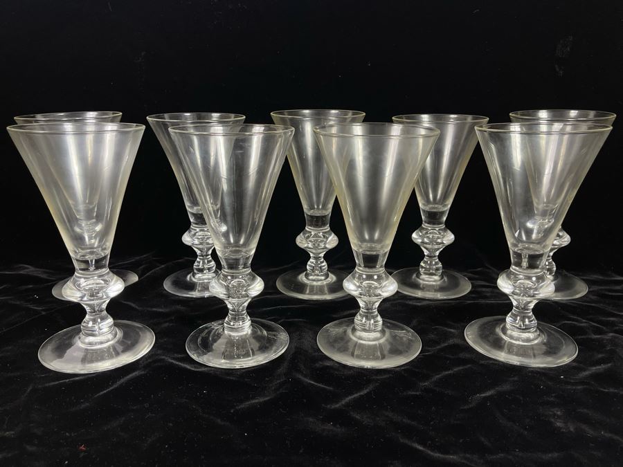 Nine Steuben Stemware Glasses 7.25H