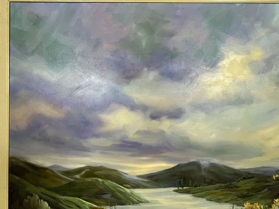 Original June Woolsey San Diego Plein Air Painting On Canvas Titled “Lake Hodges - After The Rain” 35 X 45 [Photo 9]