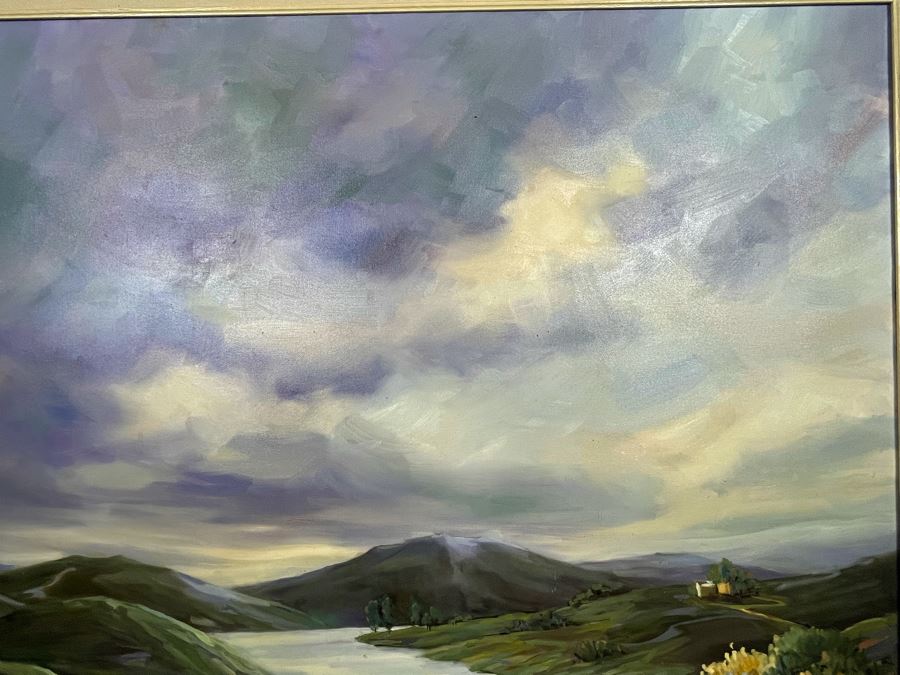 Original June Woolsey San Diego Plein Air Painting On Canvas Titled “Lake Hodges - After The Rain” 35 X 45 [Photo 8]