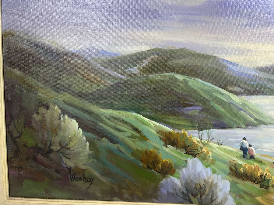 Original June Woolsey San Diego Plein Air Painting On Canvas Titled “Lake Hodges - After The Rain” 35 X 45 [Photo 5]