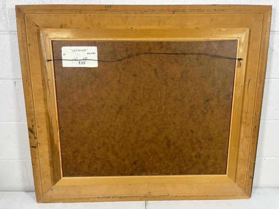 Original Ronald Crooks (1925-2006) Cowboy Western Painting Titled “Defiance” Framed 24 X 30 [Photo 8]