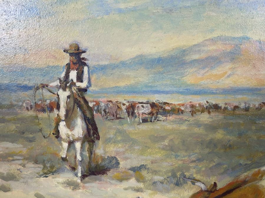 Original Ronald Crooks (1925-2006) Cowboy Western Painting Titled “Defiance” Framed 24 X 30 [Photo 5]