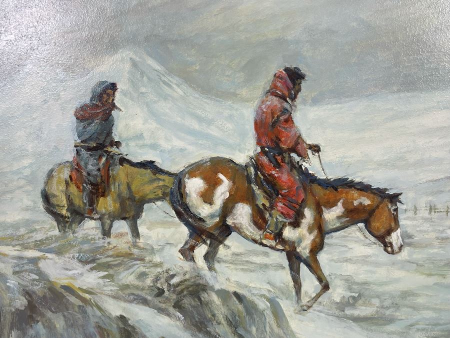 Original Ronald Crooks (1925-2006) Western Painting Titled “Need For Shelter” Framed 24 X 30 [Photo 4]