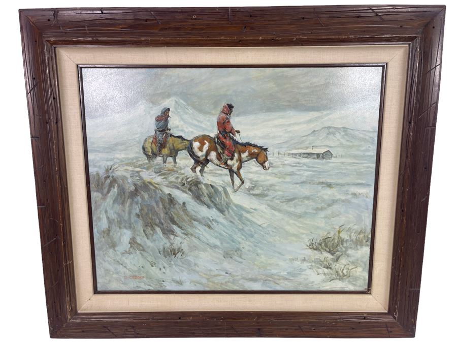 Original Ronald Crooks (1925-2006) Western Painting Titled “Need For Shelter” Framed 24 X 30 [Photo 1]
