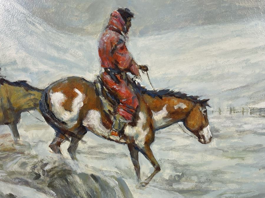 Original Ronald Crooks (1925-2006) Western Painting Titled “Need For Shelter” Framed 24 X 30 [Photo 5]