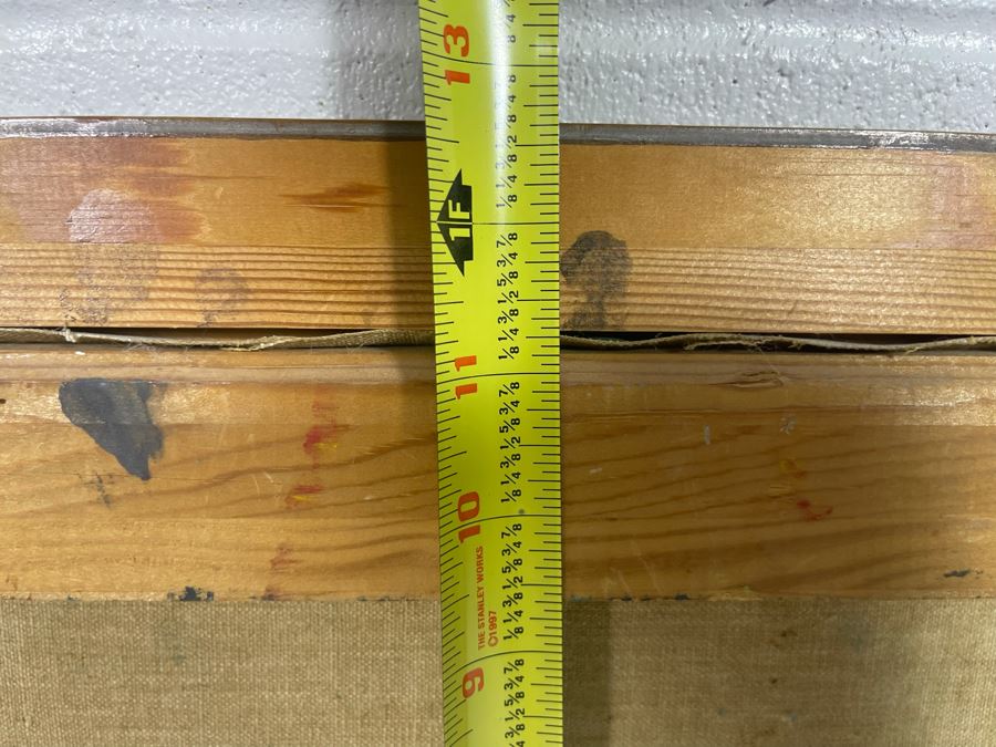 Original Abstract Landscape Painting Framed Signature Illegible 29 X 11 [Photo 10]