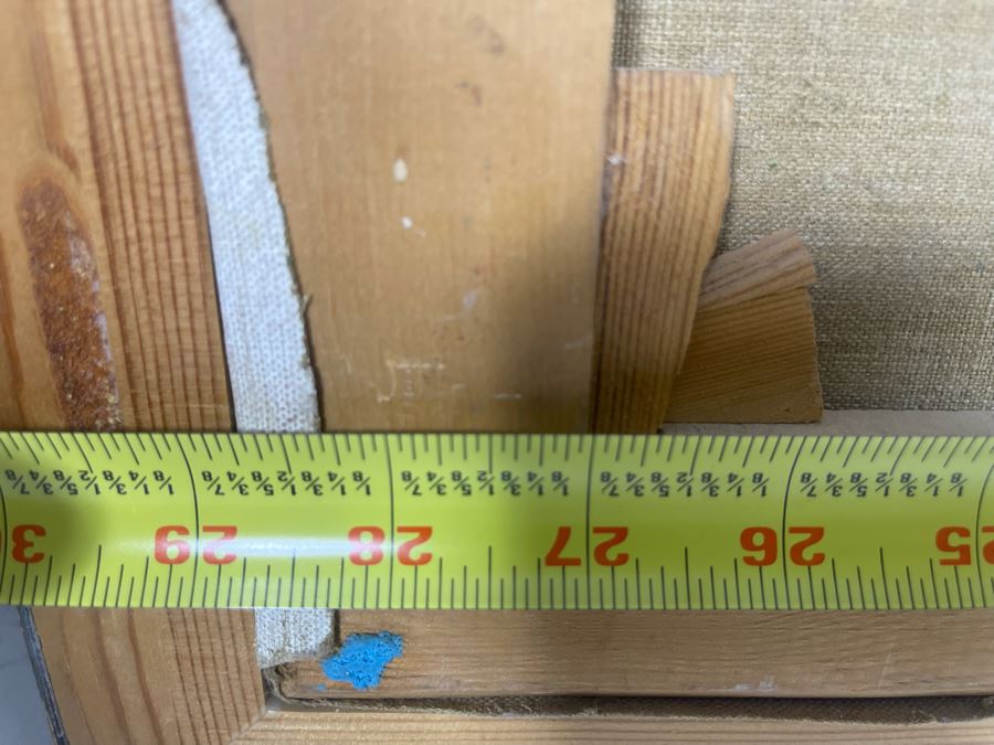 Original Abstract Landscape Painting Framed Signature Illegible 29 X 11 [Photo 9]