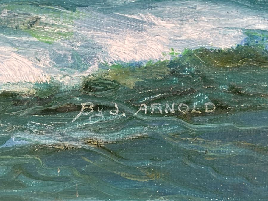 Original Jay Arnold (Born 1890) Nautical Sailing Ship Painting On Canvas Titled “Seven Seas” Framed 36 X 24 [Photo 11]
