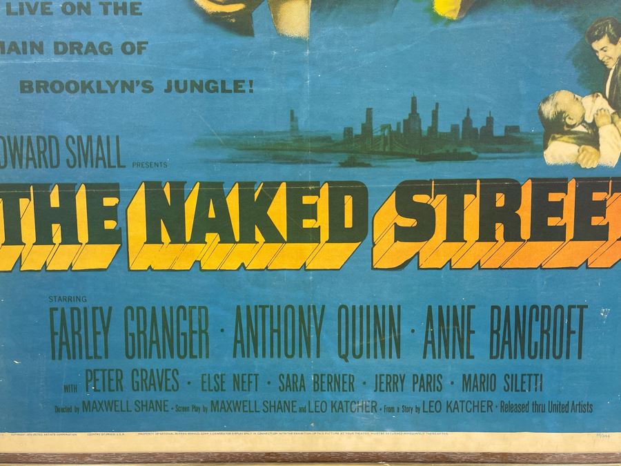 Vintage The Naked Street Movie Poster Farley Granger, Anthony Quinn, Anne Bancroft Framed 27 X 41 [Photo 7]
