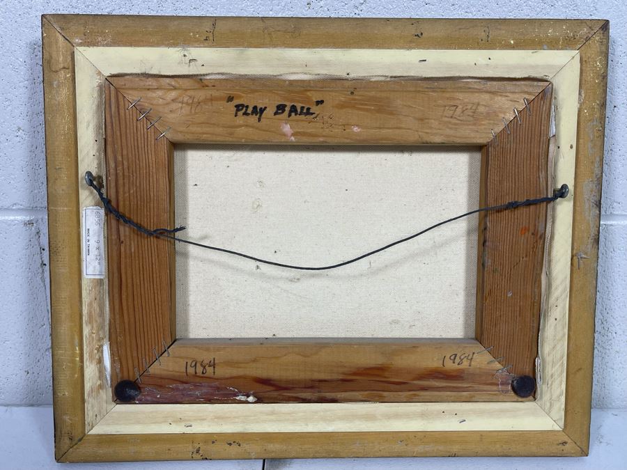 JUST ADDED - Original Joseph Holbrook Painting On Canvas Titled “Play Ball” 1984 9 X 12 [Photo 9]