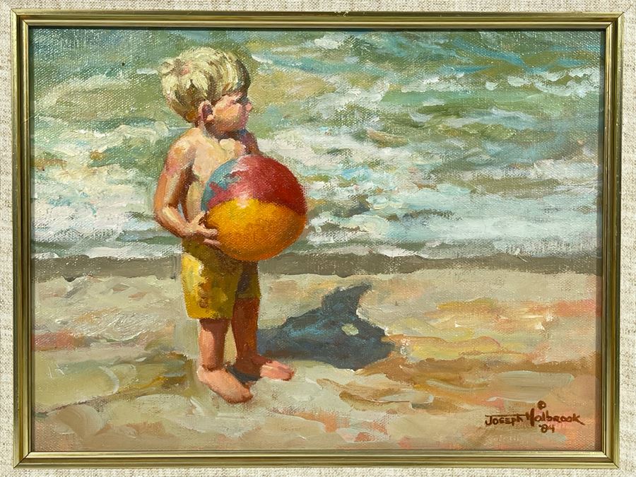 JUST ADDED - Original Joseph Holbrook Painting On Canvas Titled “Play Ball” 1984 9 X 12 [Photo 4]
