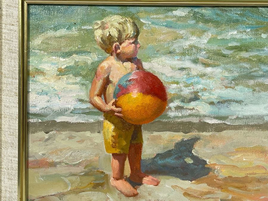JUST ADDED - Original Joseph Holbrook Painting On Canvas Titled “Play Ball” 1984 9 X 12 [Photo 6]