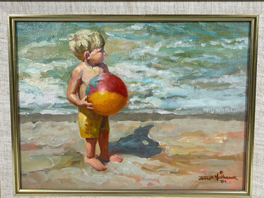 JUST ADDED - Original Joseph Holbrook Painting On Canvas Titled “Play Ball” 1984 9 X 12