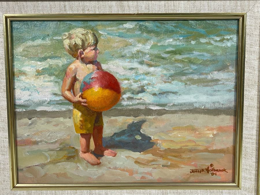 JUST ADDED - Original Joseph Holbrook Painting On Canvas Titled “Play Ball” 1984 9 X 12 [Photo 3]