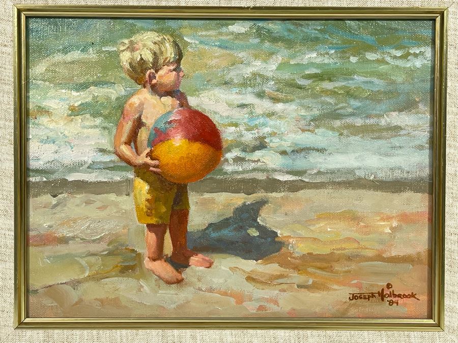 JUST ADDED - Original Joseph Holbrook Painting On Canvas Titled “Play Ball” 1984 9 X 12 [Photo 5]