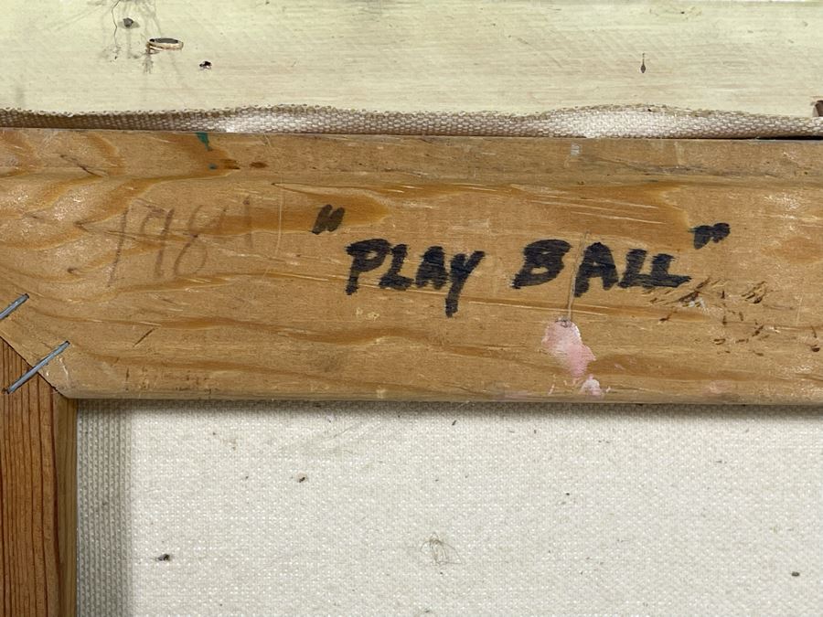 JUST ADDED - Original Joseph Holbrook Painting On Canvas Titled “Play Ball” 1984 9 X 12 [Photo 10]
