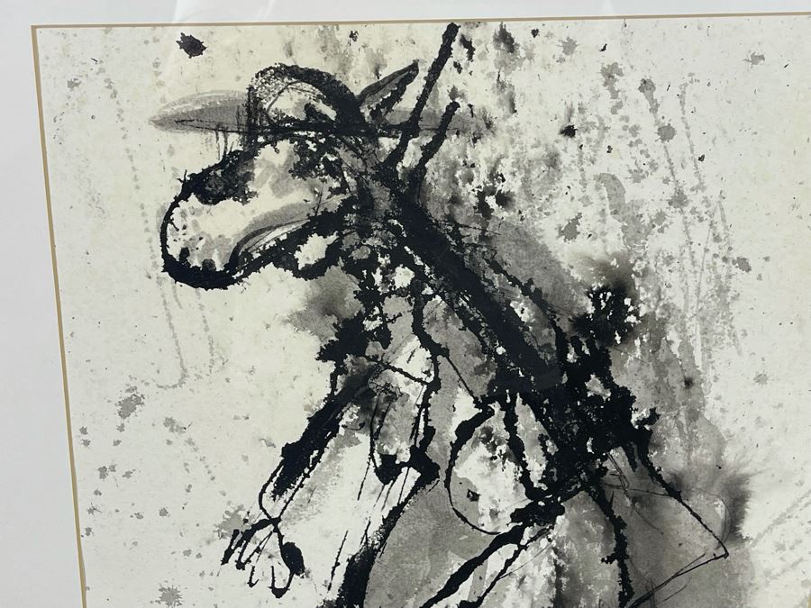 Original Jean Klafs Abstract Watercolor Painting Titled “Horsing Around” Framed 29 X 22 [Photo 3]