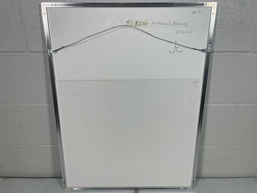 Original Jean Klafs Abstract Watercolor Painting Titled “Horsing Around” Framed 29 X 22 [Photo 7]