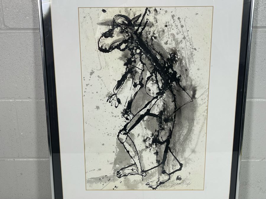 Original Jean Klafs Abstract Watercolor Painting Titled “Horsing Around” Framed 29 X 22 [Photo 2]