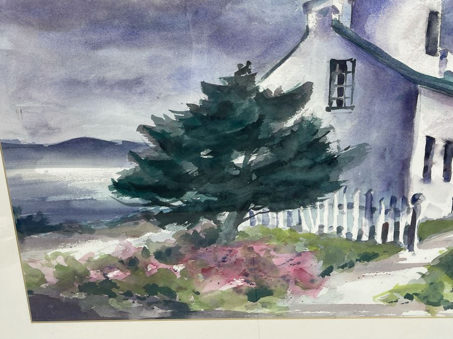 Original San Diego Watercolor Painting Of Old Point Loma Lighthouse By Fleming Framed 28 X 20.5 [Photo 5]