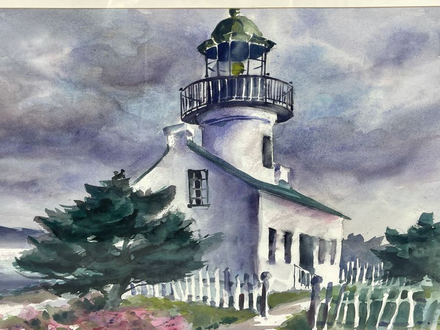 Original San Diego Watercolor Painting Of Old Point Loma Lighthouse By Fleming Framed 28 X 20.5 [Photo 4]