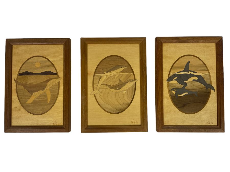 Set Of Three Hudson River Inlay Ocean Artwork By Nelson 7 X 10