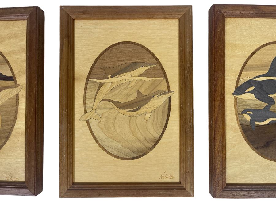 Set Of Three Hudson River Inlay Ocean Artwork By Nelson 7 X 10 [Photo 3]