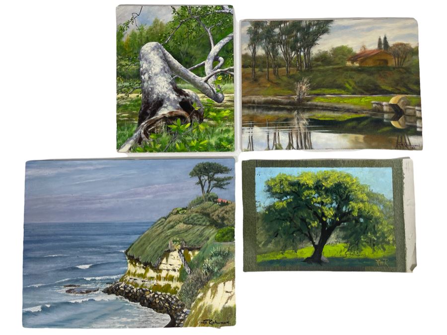 Set Of Four Signed Local San Diego Plein Air Paintings Various Sizes 14 X 11, 8 X 7.5, 12 X 10 [Photo 1]