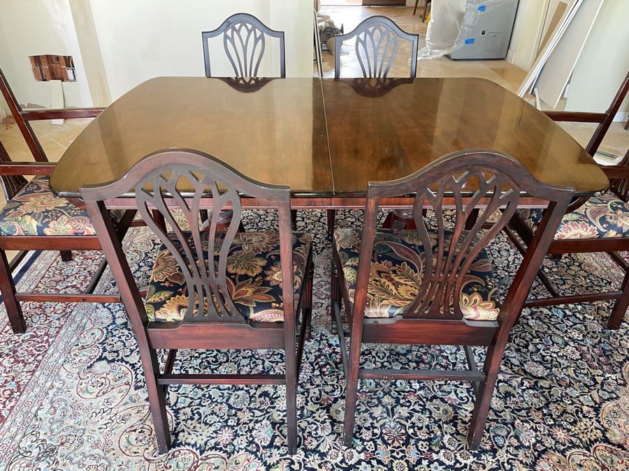Mahogany Double Pedestal Dining Table With Six Chairs 42W X 62L X 29.5H [Photo 3]