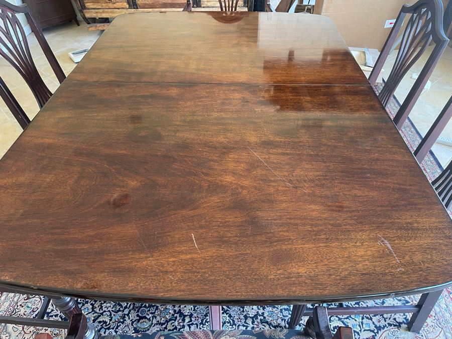 Mahogany Double Pedestal Dining Table With Six Chairs 42W X 62L X 29.5H [Photo 5]