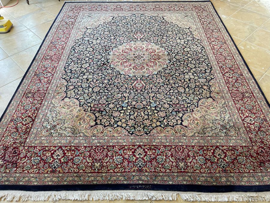 Signed Large Hand Knotted Persian Area Rug 97' X 124' [Photo 2]